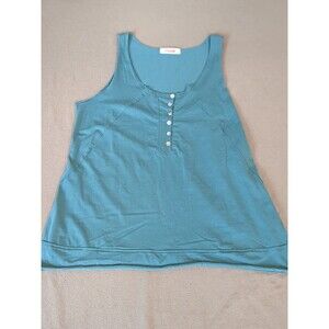 Mazik Women's Teal Henley Stretch Tank Top Size Large